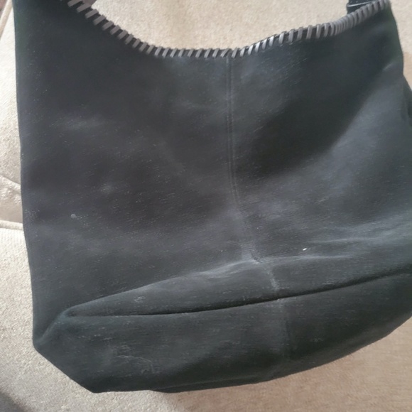 VINCE CAMUTO, Aiko Hobo Bag w/ Tassel, Black Suede/Leather - Picture 2 of 4